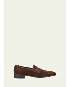 John Lobb Men's James Suede Penny Loafers