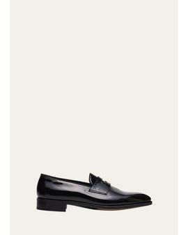 John Lobb Men's Jamie Patent Leather Penny Loafers