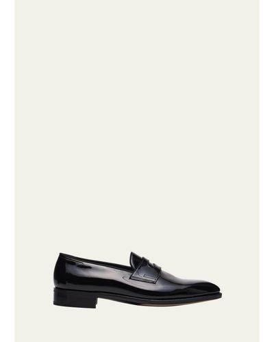 John Lobb Men's Jamie Patent Leather Penny Loafers