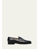 John Lobb Men's Lopez Denim and Leather Penny Loafers - 1