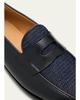 John Lobb Men's Lopez Denim and Leather Penny Loafers - 3