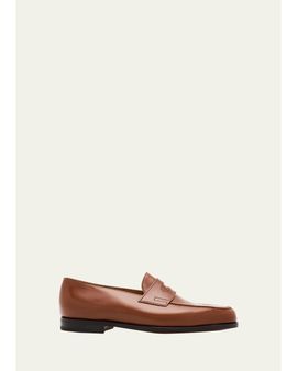 John Lobb Men's Lopez Leather-Sole Penny Loafers