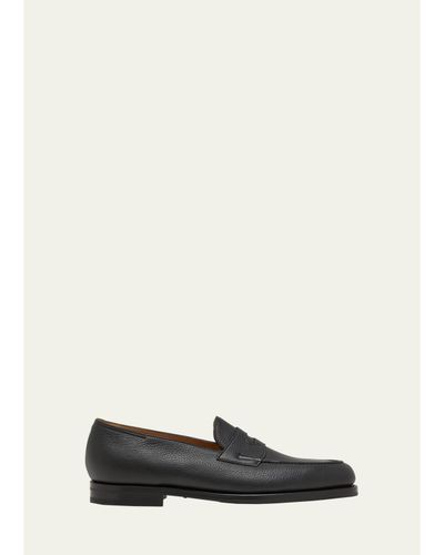 John Lobb Men's Lopez Soft Grained Leather Penny Loafers