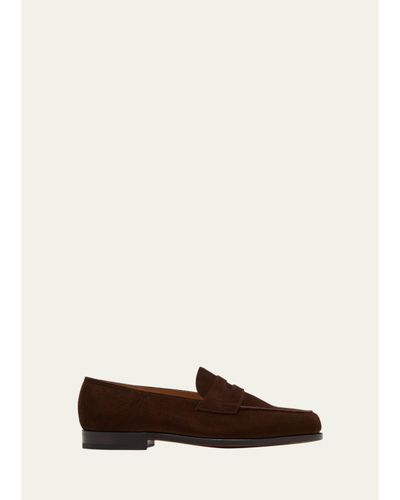 John Lobb Men's Lopez Suede Penny Loafers