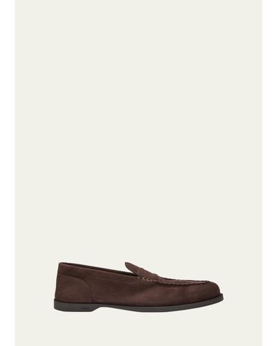 John Lobb Men's Pace Nubuck Penny Loafers