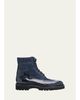 John Lobb Men's Peak Denim and Leather Lace-Up Boots - 1
