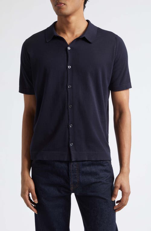 John Smedley John Smedley Folke Knit Short Sleeve Cotton Button-Up Shirt