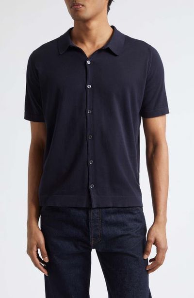 John Smedley John Smedley Folke Knit Short Sleeve Cotton Button-Up Shirt