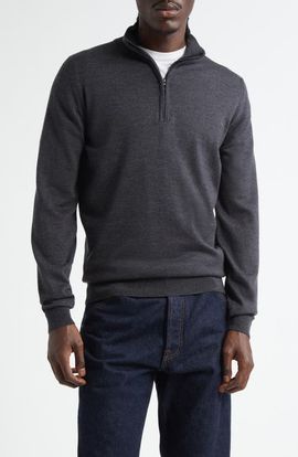 John Smedley John Smedley 'Tapton' Quarter Zip Merino Wool Sweater