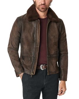 John Varvatos John Varvatos Coley Shearling Trim Leather Jacket
