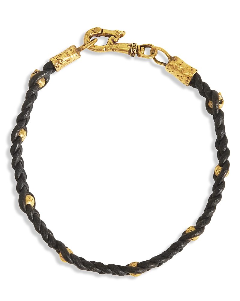 John Varvatos John Varvatos Collection Men's Brass & Leather Braided Bead Bracelet