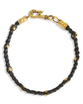 John Varvatos John Varvatos Collection Men's Brass & Leather Braided Bead Bracelet