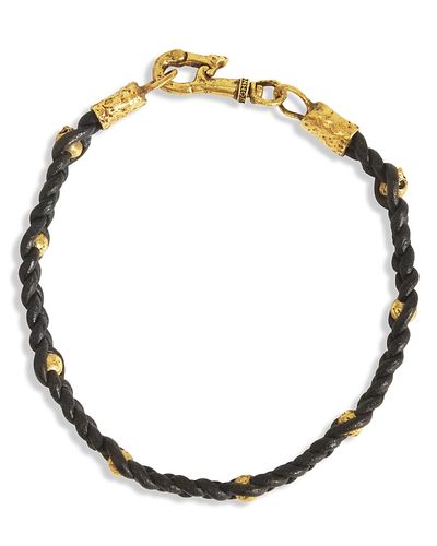 John Varvatos John Varvatos Collection Men's Brass & Leather Braided Bead Bracelet