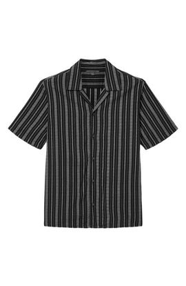 John Varvatos John Varvatos Dan Patterned Stripe Camp Shirt