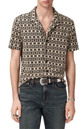 John Varvatos John Varvatos Geo Pattern Knit Camp Shirt