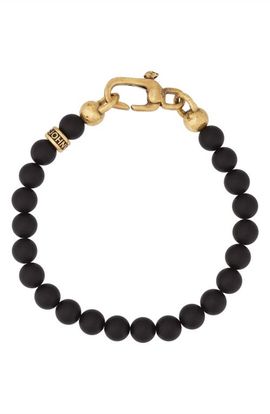 John Varvatos John Varvatos Men's Artisan Beaded Onyx & Brass Bracelet 