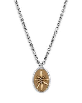 John Varvatos John Varvatos Men's Brass & Sterling Silver Distressed Artisan Star Disc Pendant Necklace, 24