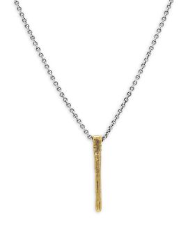 John Varvatos John Varvatos Men's Brass & Sterling Silver Distressed Bar Pendant Necklace, 24