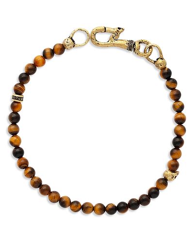 John Varvatos John Varvatos Men's Brass Tiger Eye & Skull Bead Bracelet