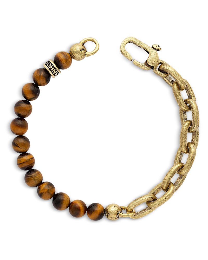 John Varvatos John Varvatos Men's Brass Tiger Eye Artisan Chain Link Bracelet