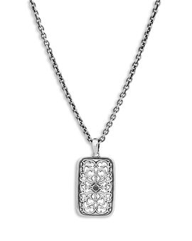 John Varvatos John Varvatos Men's Sterling Silver Black Diamond Ornate Gothic Tag Pendant Necklace, 24
