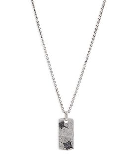 John Varvatos John Varvatos Men's Sterling Silver Crack Black Diamond Dog Tag Pendant Necklace, 24
