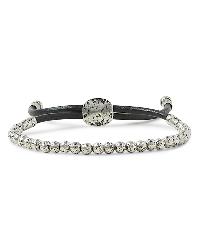 John Varvatos John Varvatos Men's Sterling Silver Distressed Bead Leather Cord Bolo Bracelet
