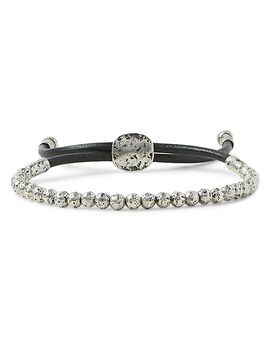 John Varvatos John Varvatos Men's Sterling Silver Distressed Bead Leather Cord Bolo Bracelet