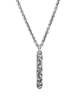 John Varvatos John Varvatos Men's Sterling Silver Gothic Design Bar Pendant Necklace, 24