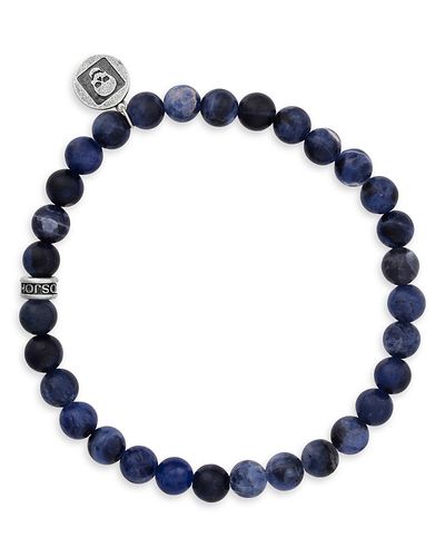 John Varvatos John Varvatos Men's Sterling Silver Sodalite Bead Skull Charm Bracelet