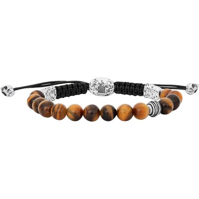 John Varvatos John Varvatos Men's Tiger's Eye Beaded Slider Bracelet