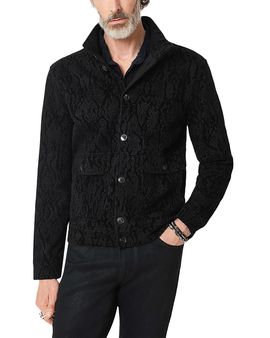John Varvatos John Varvatos Montecarlo Cotton Stand Collar Patterned Jacket