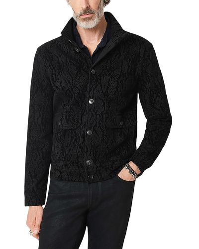 John Varvatos John Varvatos Montecarlo Cotton Stand Collar Patterned Jacket