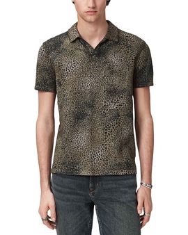John Varvatos John Varvatos Perkins Short Sleeve Johnny Collar Polo With Animal Jacquard