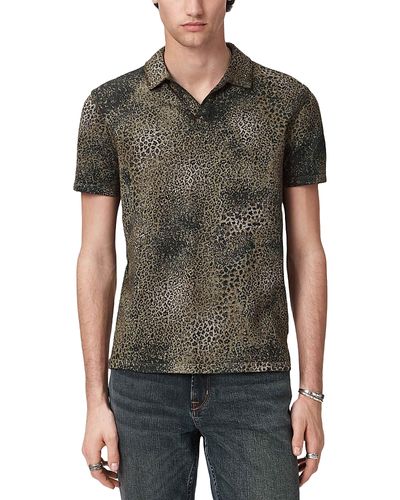 John Varvatos John Varvatos Perkins Short Sleeve Johnny Collar Polo With Animal Jacquard