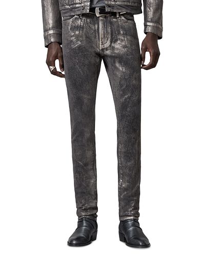 John Varvatos John Varvatos Skinny Fit Distressed Jeans in Metal Grey