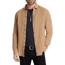 John Varvatos John Varvatos Slim Fit Geo Textured Linen & Cotton Button-Up Shirt
