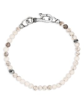 John Varvatos John Varvatos Sterling Silver Skull Howlite Beaded Bracelet