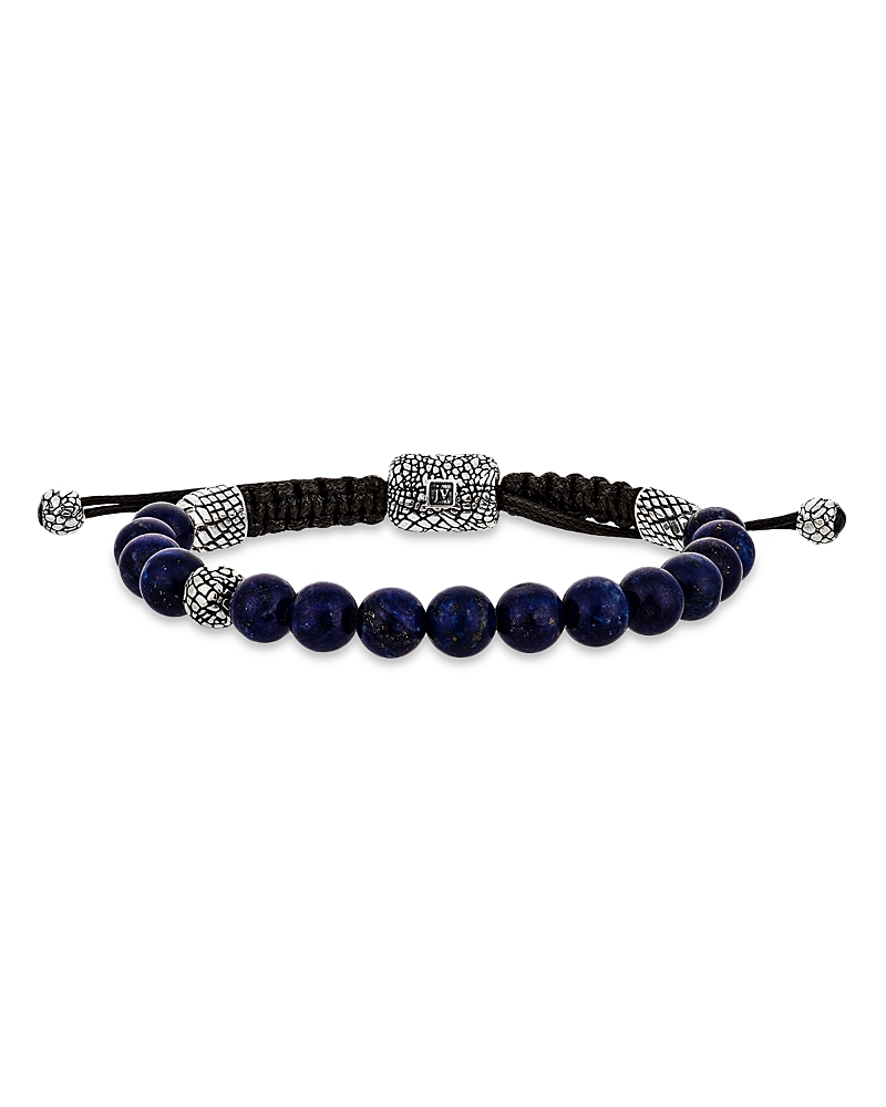 John Varvatos John Varvatos Sterling Silver Snakeskin Lapis Lazuli Beaded Adjustable Bracelet