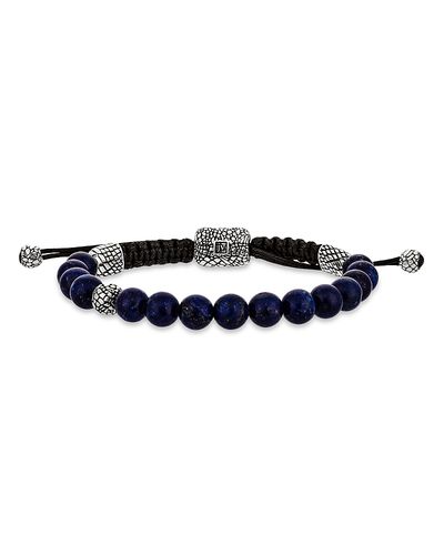 John Varvatos John Varvatos Sterling Silver Snakeskin Lapis Lazuli Beaded Adjustable Bracelet