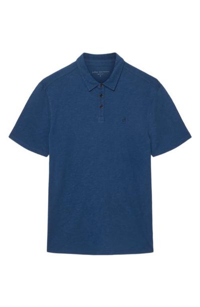 John Varvatos John Varvatos Victor Embroidered Peace Sign Organic Cotton Slub Polo