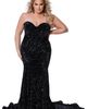 Johnathan Kayne for Sydney's Closet Johnathan Kayne for Sydney's Closet Off the Shoulder Plus Size Sequin Velvet Fitted Formal Gown - 1