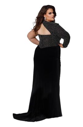 Johnathan Kayne for Sydney's Closet Johnathan Kayne for Sydney's Closet One Shoulder Long Sleeve Plus Size Evening Gown