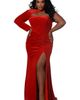 Johnathan Kayne for Sydney's Closet Johnathan Kayne for Sydney's Closet One Shoulder Velvet Long Sleeve Plus Size Evening Gown - 1