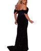 Johnathan Kayne for Sydney's Closet Johnathan Kayne for Sydney's Closet Stretch Sequin Velvet Off the Shoulder Plus Size Evening Gown - 2