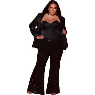 Johnathan Kayne for Sydney's Closet Johnathan Kayne for Sydney's Closet Three-Piece Bell Bottom Plus Size Suit