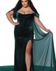 Johnathan Kayne for Sydney's Closet Johnathan Kayne for Sydney's Closet Velvet Fitted Rhinestoned Plus Size Evening Gown - 1