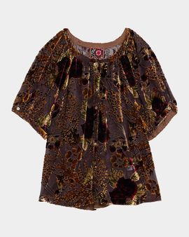 Johnny Was Avah Sheer Floral Burnout Blouse