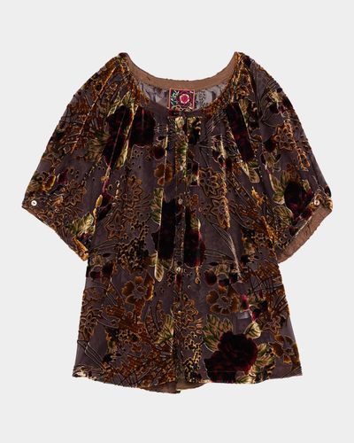 Johnny Was Avah Sheer Floral Burnout Blouse