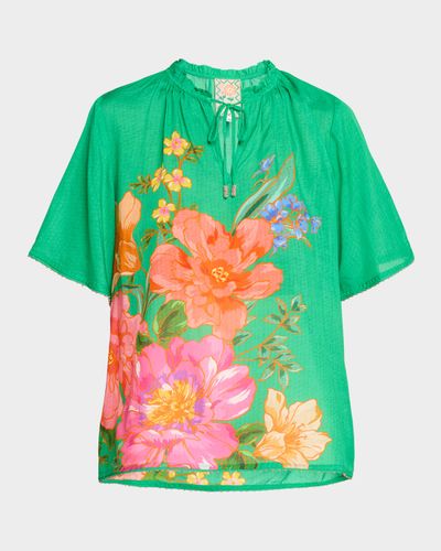 Johnny Was Breezy Floral-Print Blouse